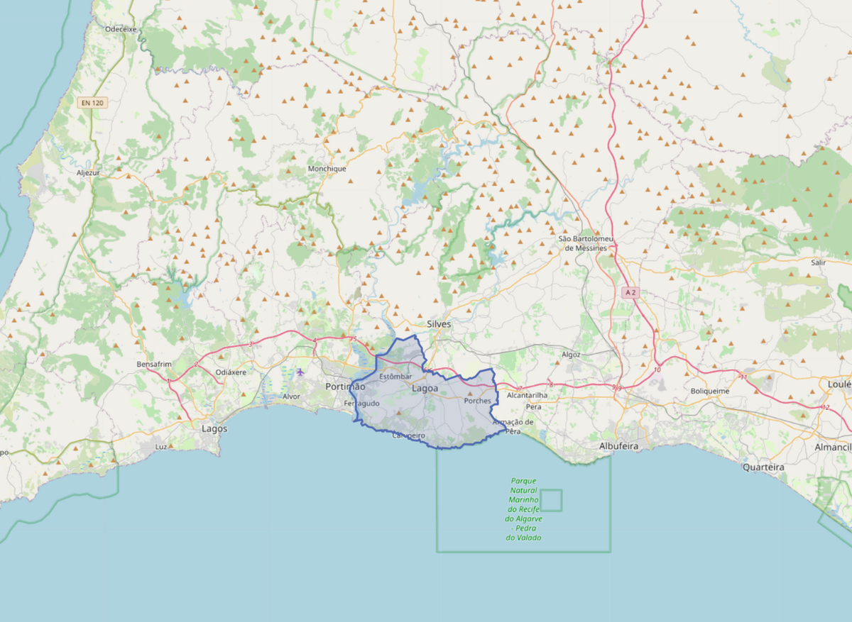 Lagoa location on the Algarve