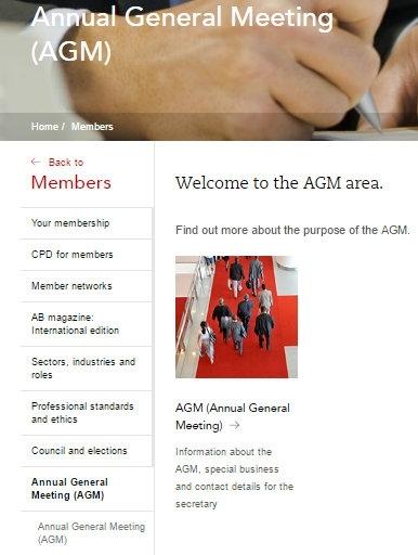 Annual General Meeting session on the website