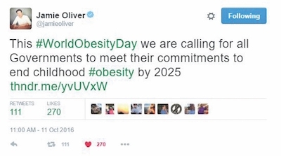 Jamie Oliver using the hashtag on the day