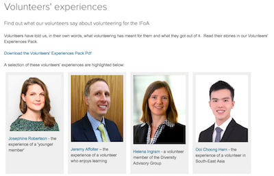 Volunteers' experiences page