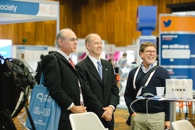 Delegates in the exhibition area