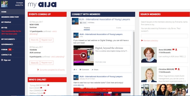 Members' portal on the AIJA website